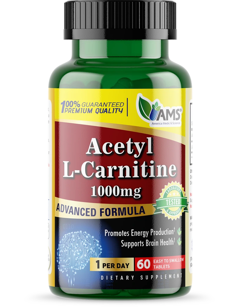 AMS Acetyl L-Carnitine 1000mg - Boost Energy, Focus & Nerve Health US | America Medic & Science AMS Acetyl L-Carnitine 1000mg - Boost Energy, Focus & Nerve Health US | America Medic & Science