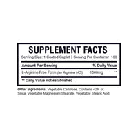 L-Arginine 1000mg (100 Caplets) | Nitric Oxide Booster