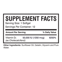 XTRA-D3 50K: 12 CT (Softgel)| Vitamin D3 Supplement