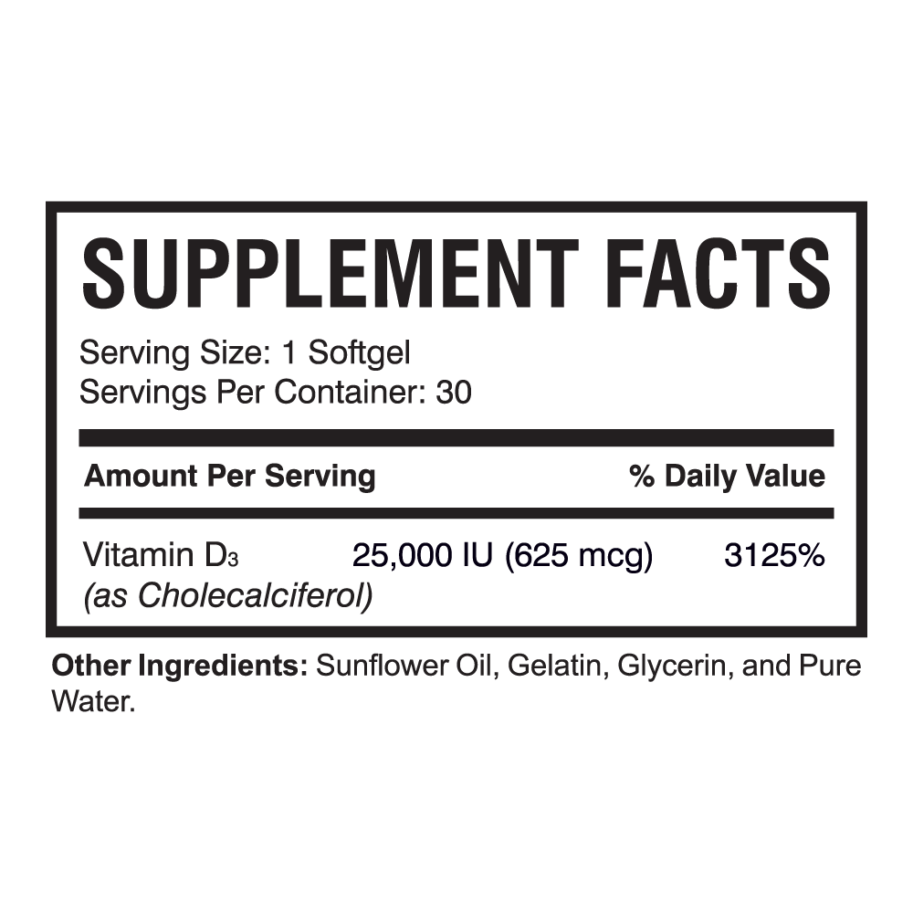 Xtra-D3 25,000 IU | Vitamin D3 Supplement