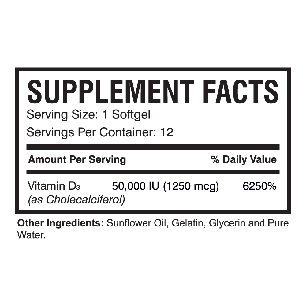 XTRA-D3 50K: 12 CT (Softgel)| Vitamin D3 Supplement