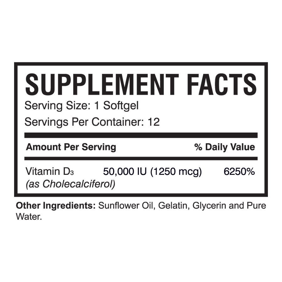 XTRA-D3 50K: 12 CT (Softgel)| Vitamin D3 Supplement