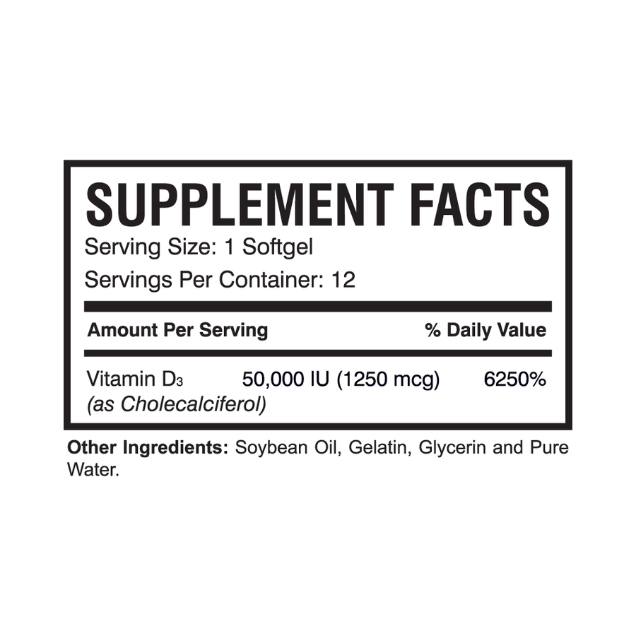 XTRA-D3 50K: 12 CT (Softgel)| Vitamin D3 Supplement